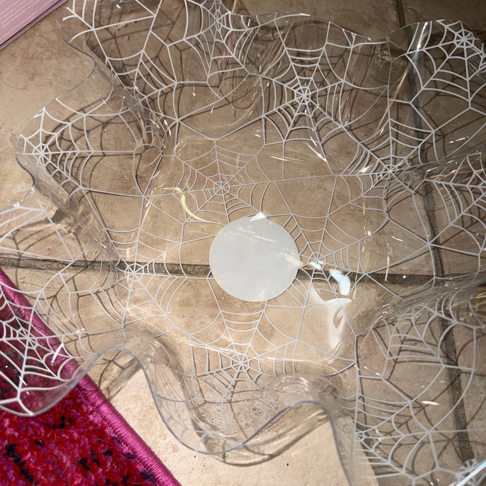 Spiderweb Halloween Candy Bowl clear plastic